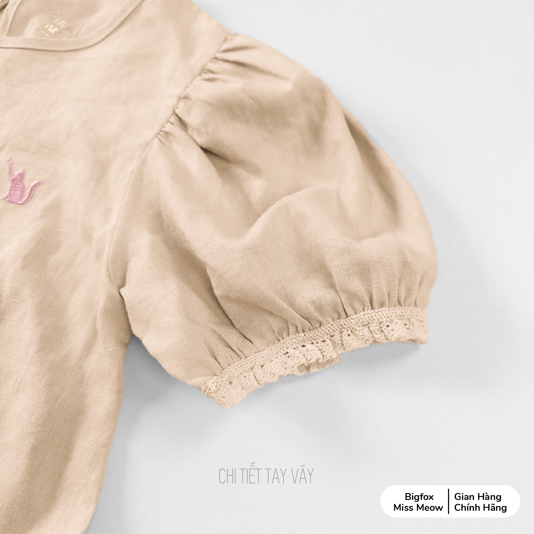 Váy cho bé gái Bigfox Miss Meow size đại mùa hè dáng tiểu thư vải linen cỡ 3-11 tuổi 37kg