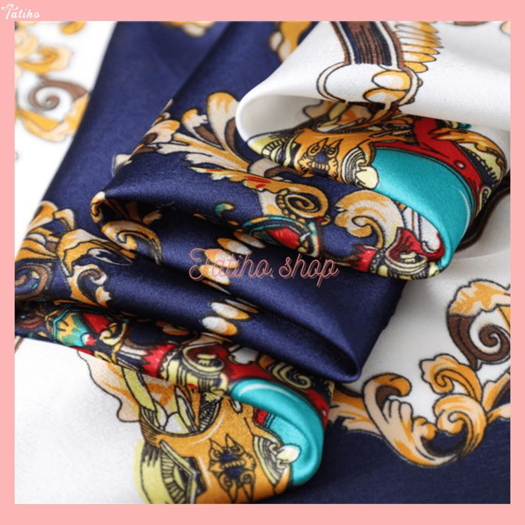 Khăn Lụa Vuông, Khăn Turban Sang Trọng Vương Miện Cao Cấp - Chất Liệu Chiffon - 70x70cm - Mã KL004
