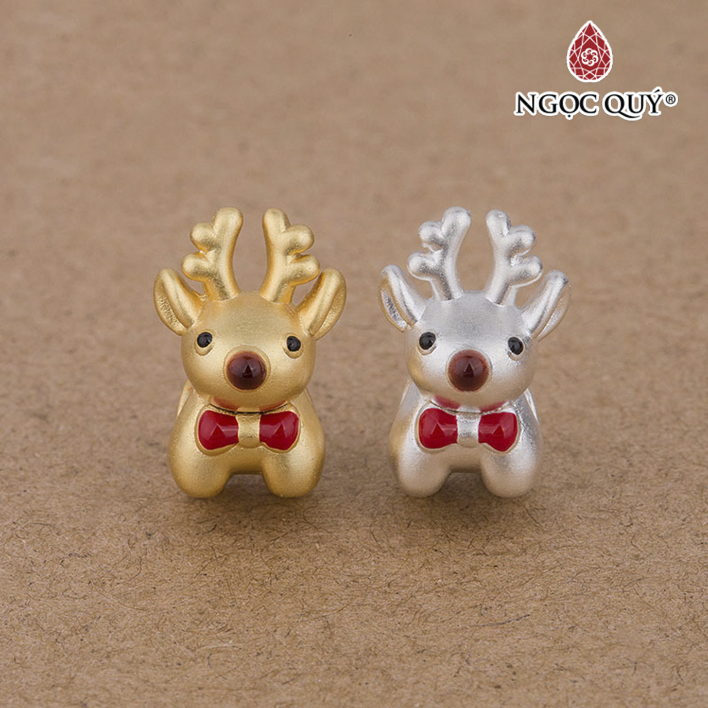 Charm bạc tuần lộc giáng sinh xỏ ngang - Ngọc Quý Gemstones