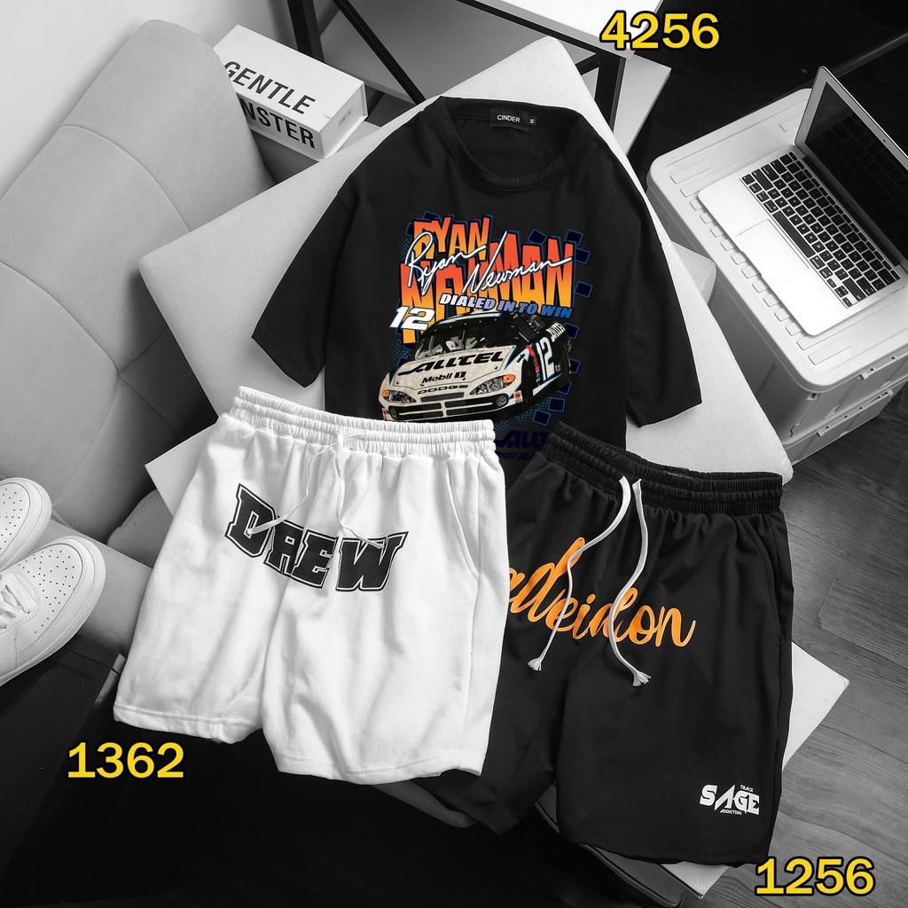 Set bộ quần , áo thun hình xe đua unisex nam, nữ tay lở from rộng ,áo phông unisex oversize giá rẻ BIKEN