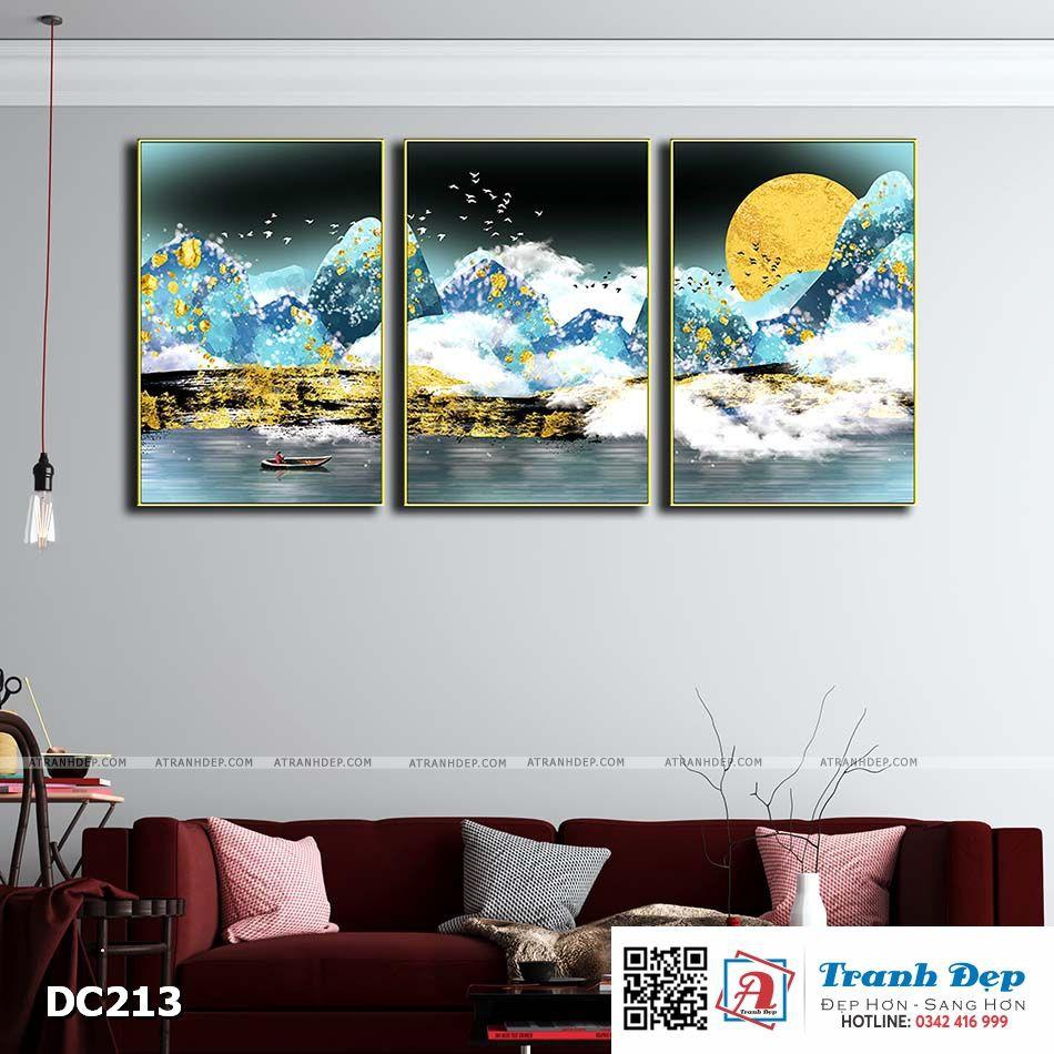 Bộ 3 tranh canvas treo tường Decor Phong cảnh sông trăng - DC213