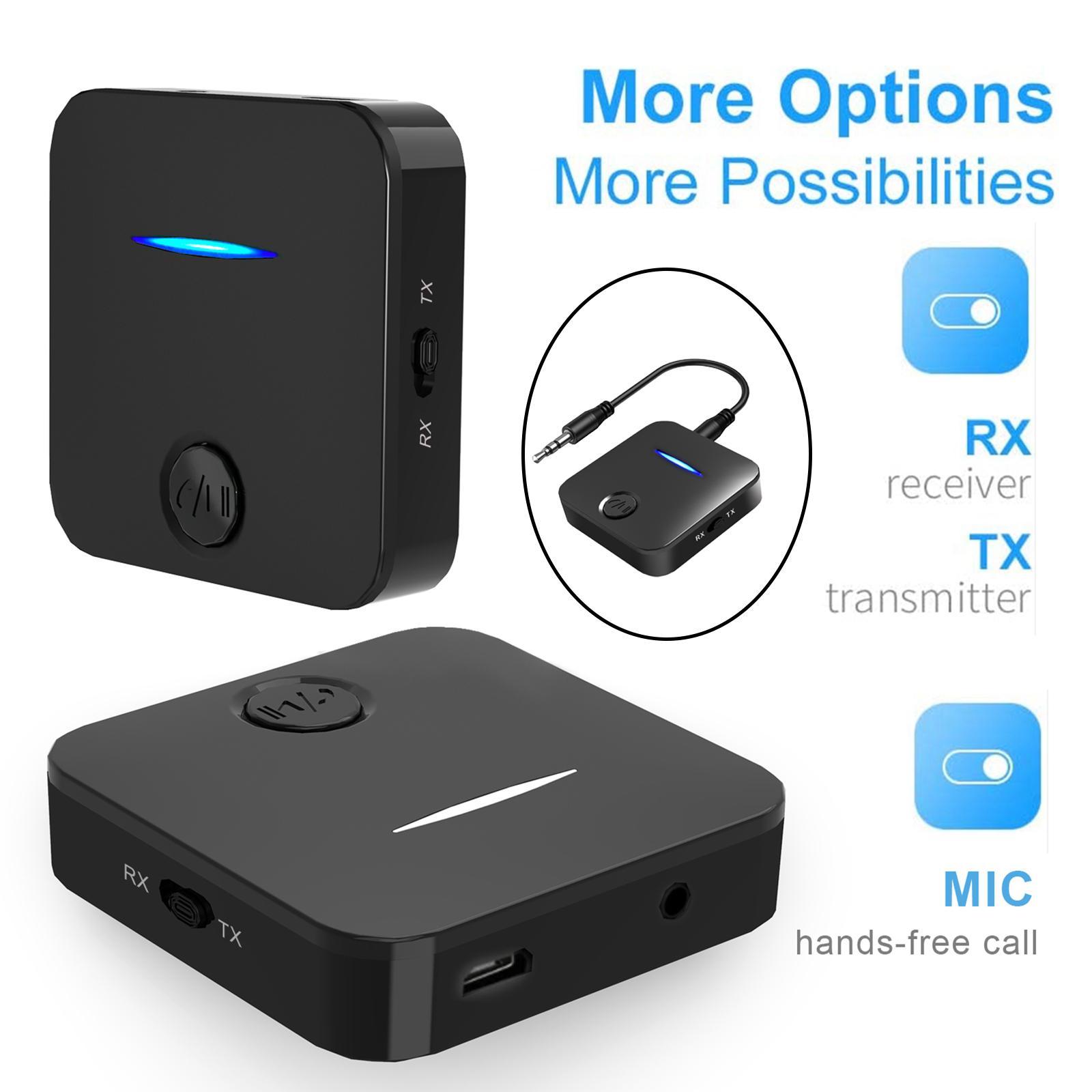 2x Wireless Bluetooth 5.0 Audio Transmitter Receiver Adapter SBC for TV PC Car