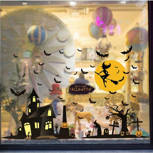 Decal trang trí tường - Ngôi Nhà Kinh Dị Hoa Trang Halloween