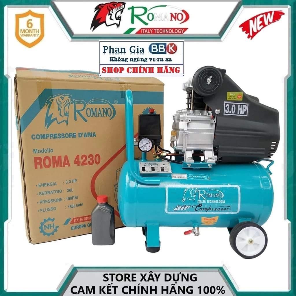 [chính hãƞg] Máy Nén Khí Có Dầu Liền Trục ROMANO 3.0 HP 30L, máy nén khí 100% dây đồng, Bảo hành 1 Năm