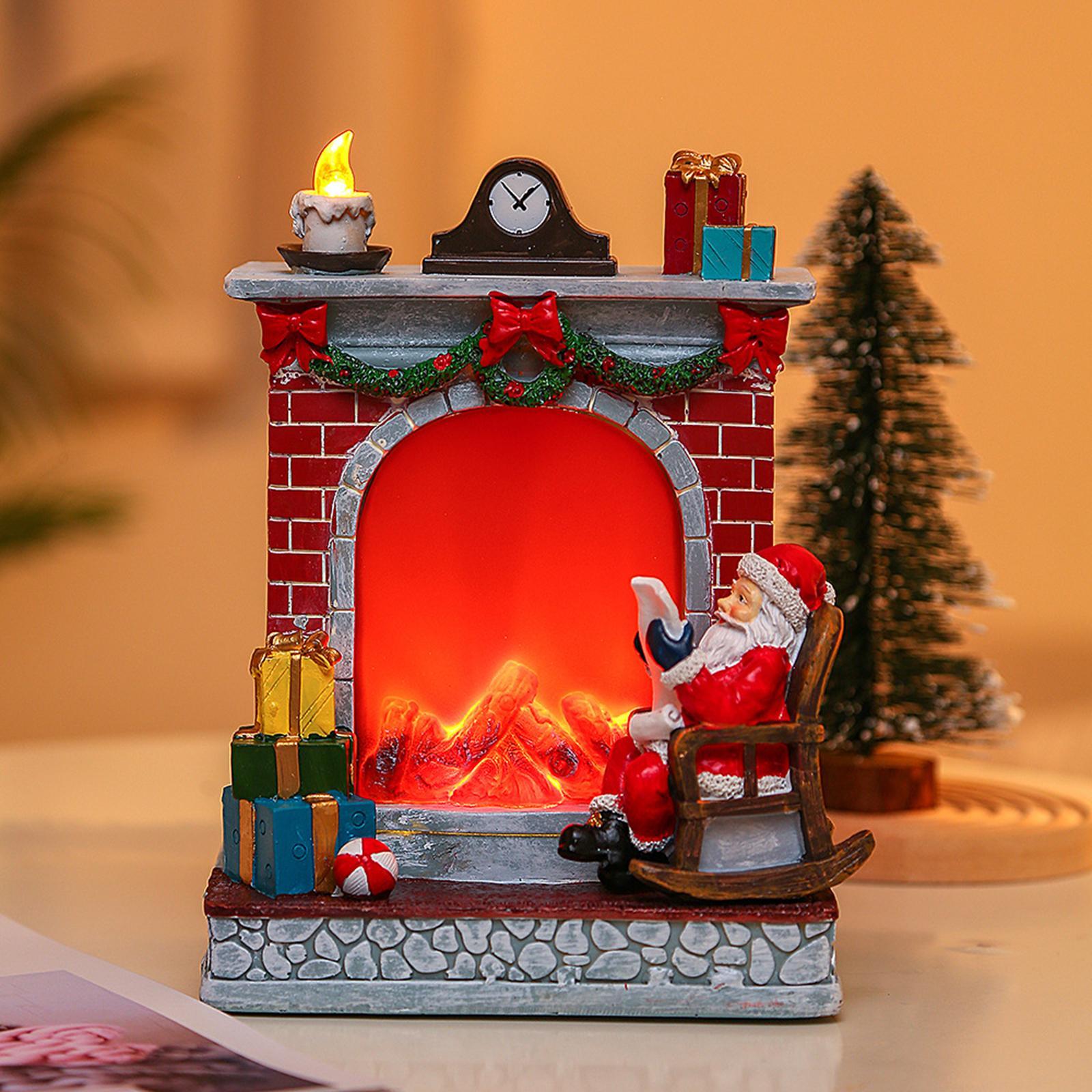 Christmas Fireplace Collectable Figurine Christmas Fireplace Figurine Christmas Fireplace with Light for Table Decor