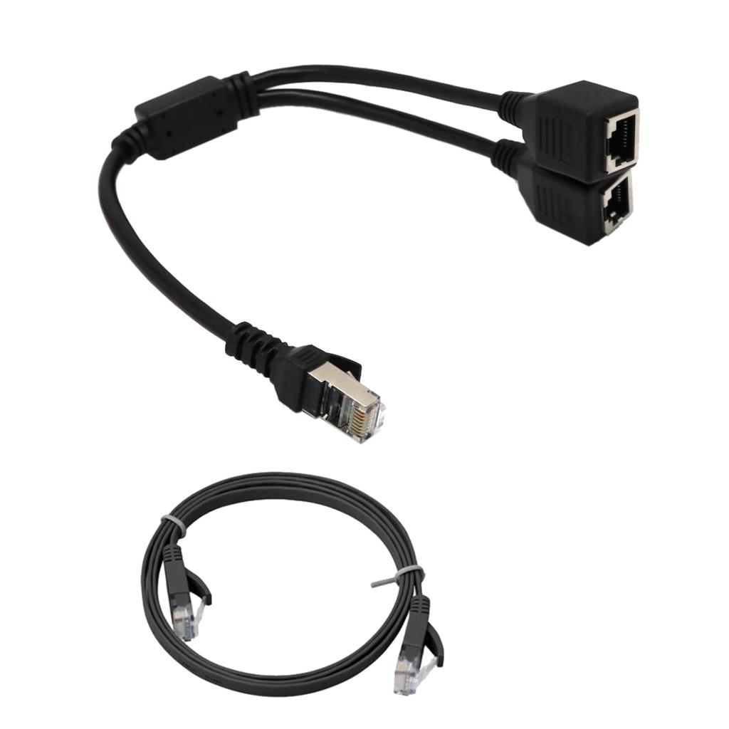RJ45 Network Y Splitter Adapter, 1 RJ45 Female to 2 RJ45 Female Network Splitter Adapter, LAN Connector, Suitable for Super Category 5 6 Ethernet