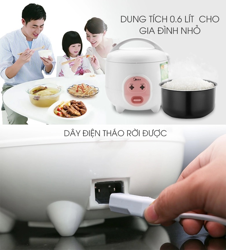 Nồi cơm điện Midea MR-CM06SB 0.6L - Hàng chính hãng - Bảo hành 12 tháng chính hãng