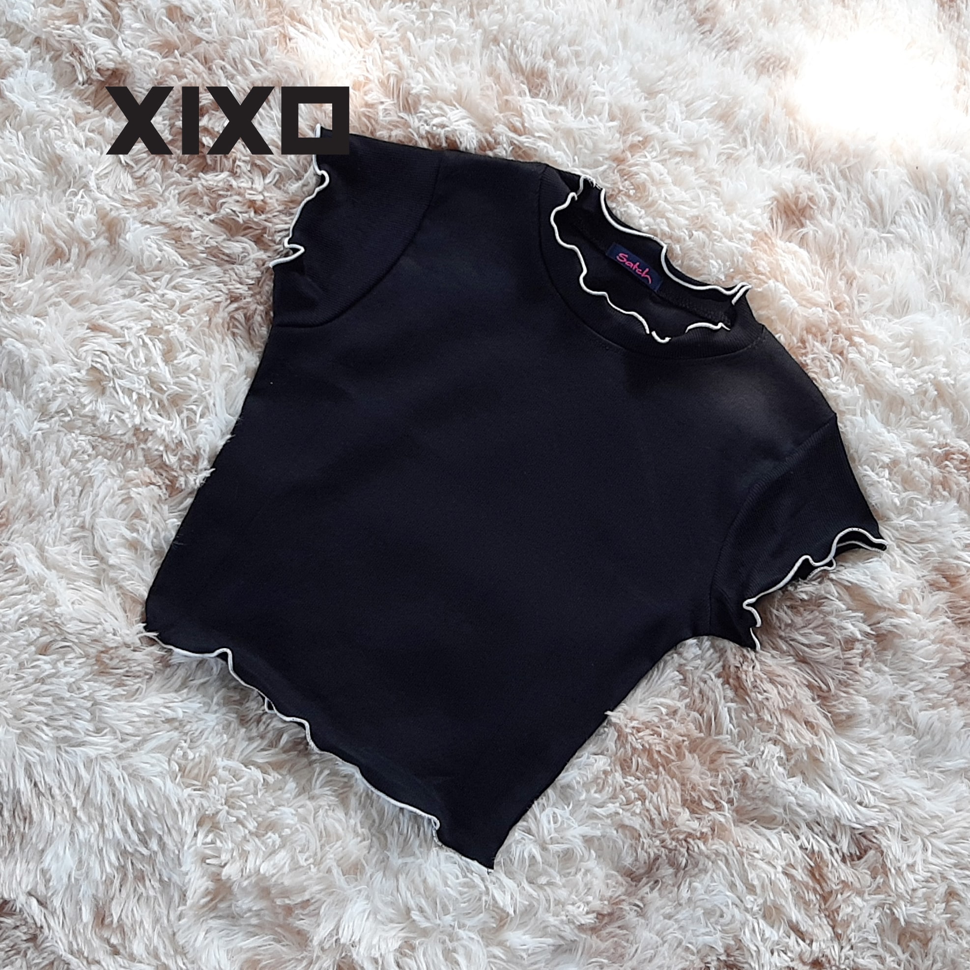 Áo croptop    áo thun cổ cuốn biên thời trang XIXO - ATN0035