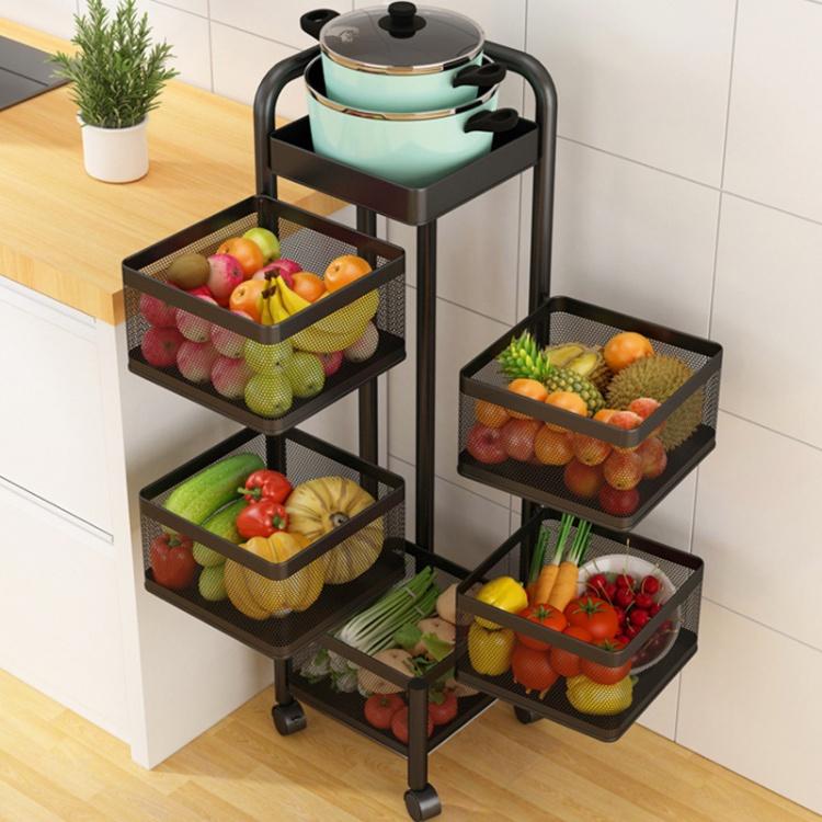 Kệ Vuông Xoay Đa Năng Để Đồ Nhà Bếp 5 Tầng Có Bánh Xe 360 Độ Đựng Rau Củ Quả Thông Minh_Nutosan