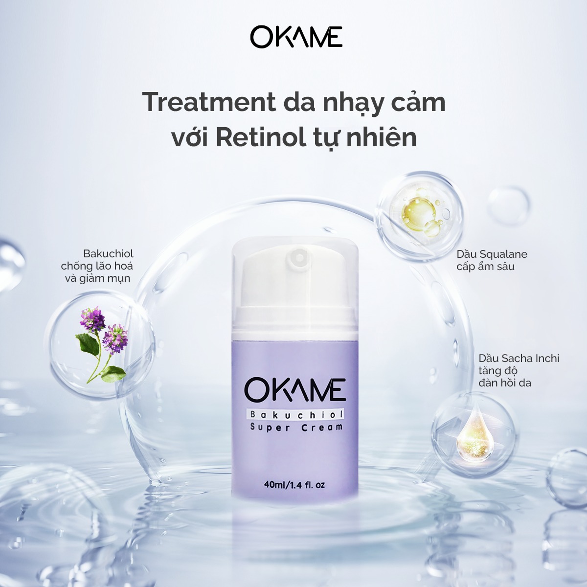 Kem Dưỡng Chống Lão Hoá, Săn Chắc Da Okame 1% Bakuchiol Super Cream 40ml