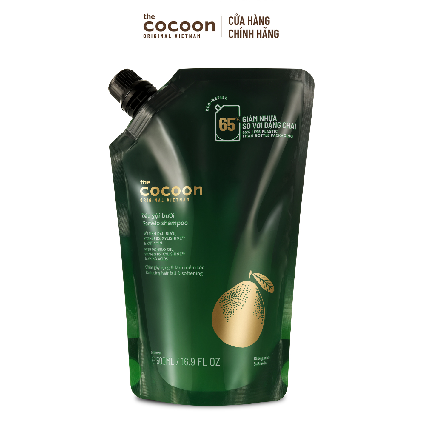 Túi Refill - Dầu gội bưởi Cocoon giúp giảm gãy rụng và làm mềm tóc 500ml