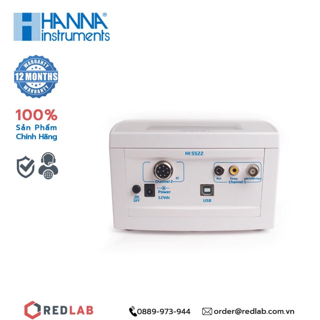 Thiết bị đo pH/ORP/ISE Và EC/TDS/Độ Mặn/Trở Kháng Để Bàn Hanna HI5522-02 chính hãng, bảo hành 12 tháng