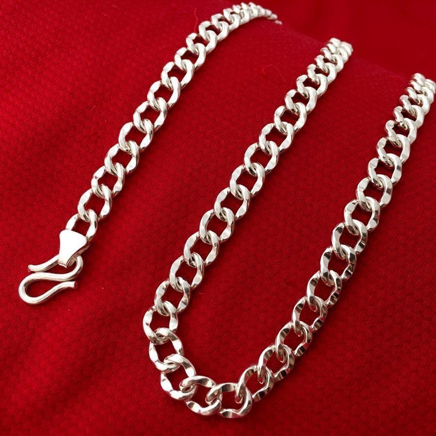 Dây chuyền bạc nam Bạc Quang Thản thiết kế kiểu mắt đơn đúc độ dài 50cm, trọng lượng có nhiều lựa chọn chất liệu bạc ta.