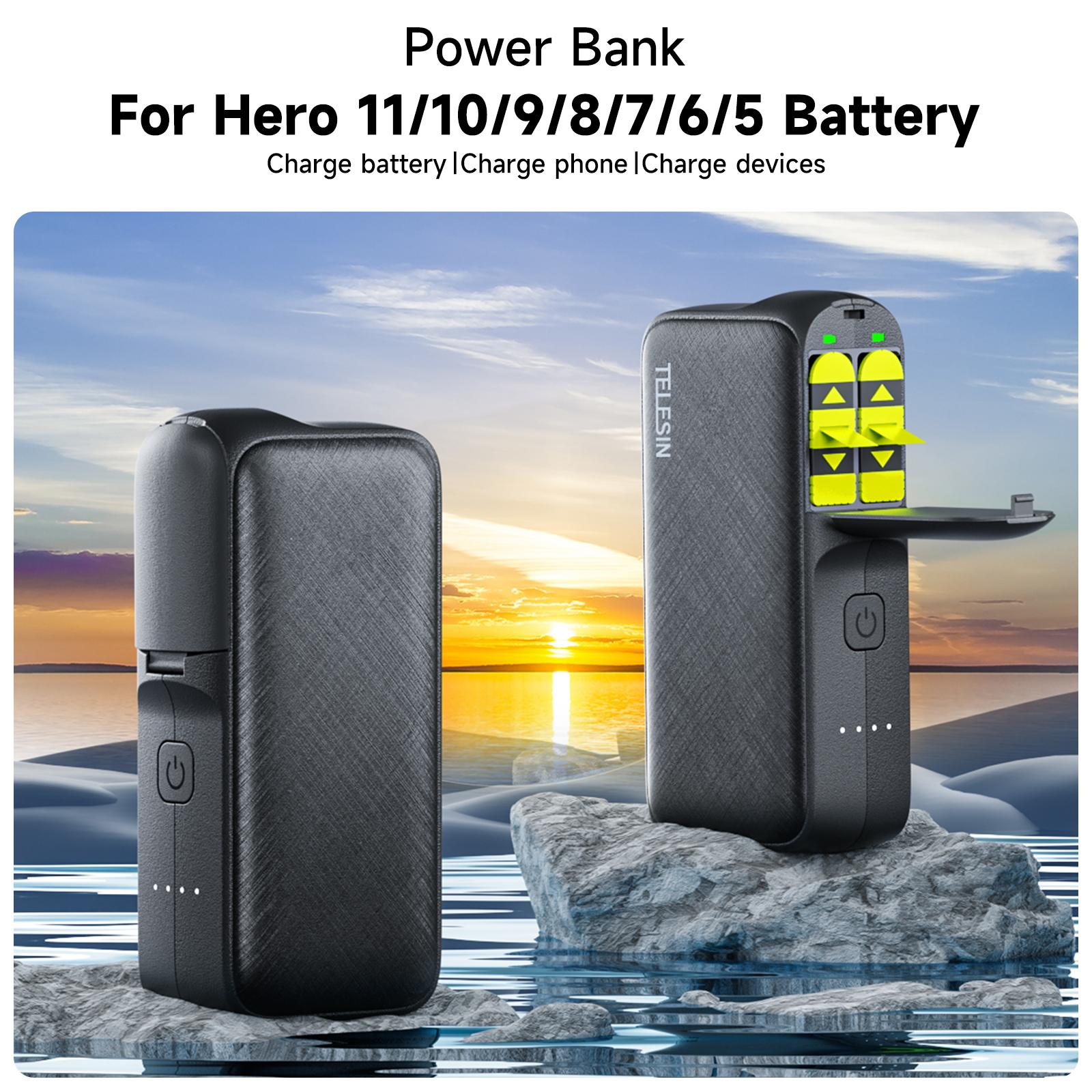 Ngân hàng điện mạnh mẽ của Telesin 10000mah cho GoPro11 Hero 11 10 9 cho GoPro 8 7 6 5 Sạc nhanh pin bên ngoài PowerBank