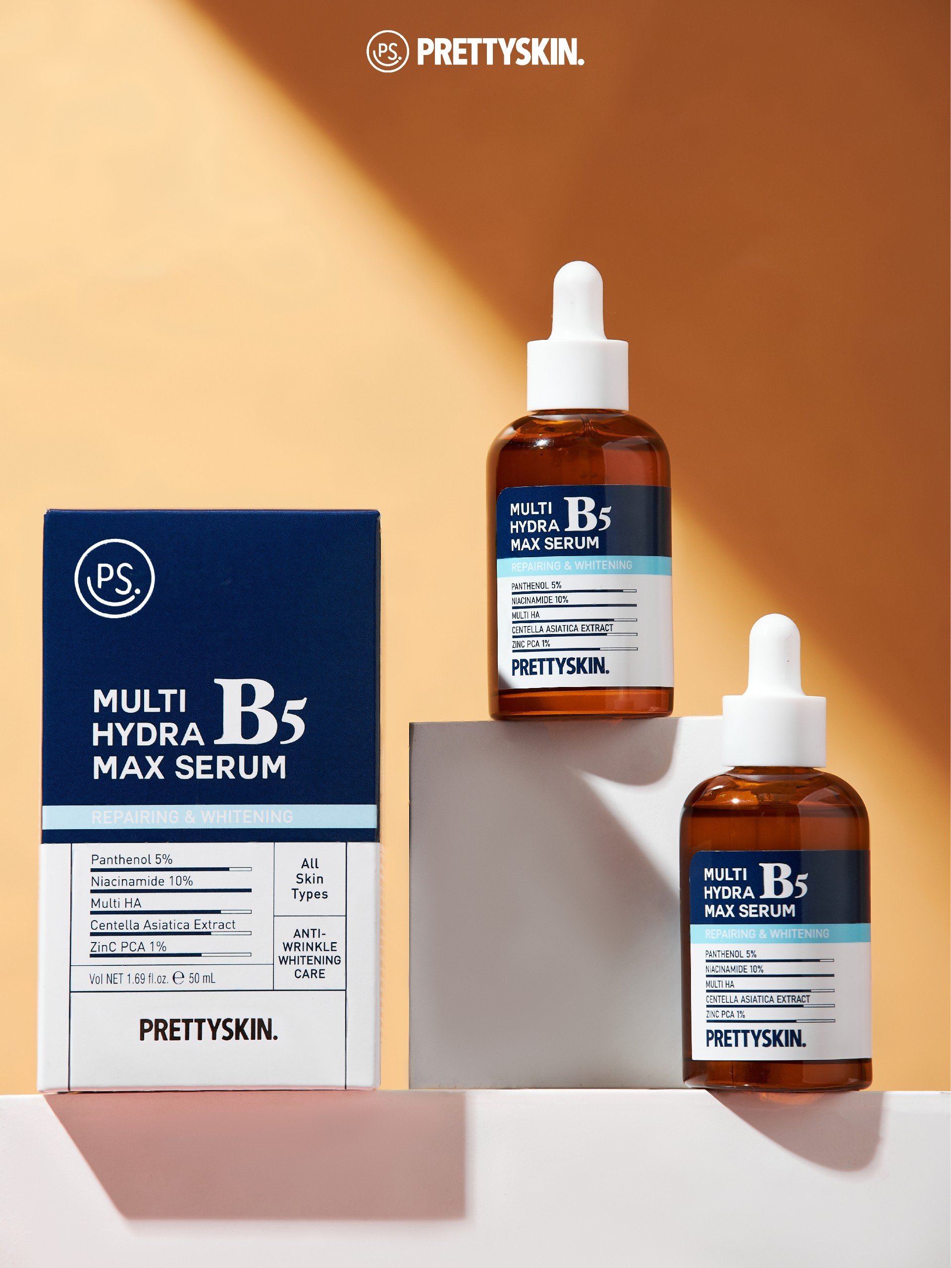 Serum B5 Multi Hydra Max Prettyskin giúp phục hồi dưỡng trắng dành cho da dầu mụn, da khô 50ml
