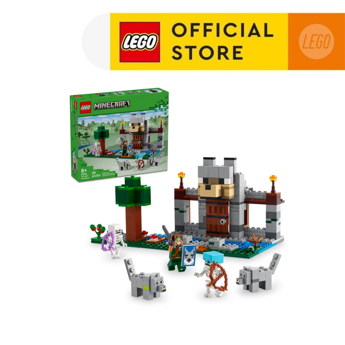 LEGO MINECRAFT 21261 Đồ Chơi Lắp Ráp Tòa Thành Sói (312 chi tiết)