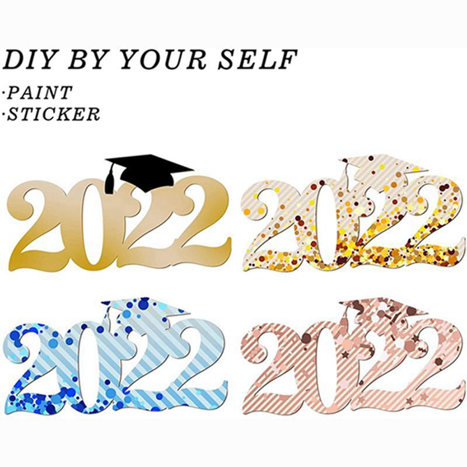 2022 Graduation Wooden Sign Smooth Number Ornaments for Decoration Home Door