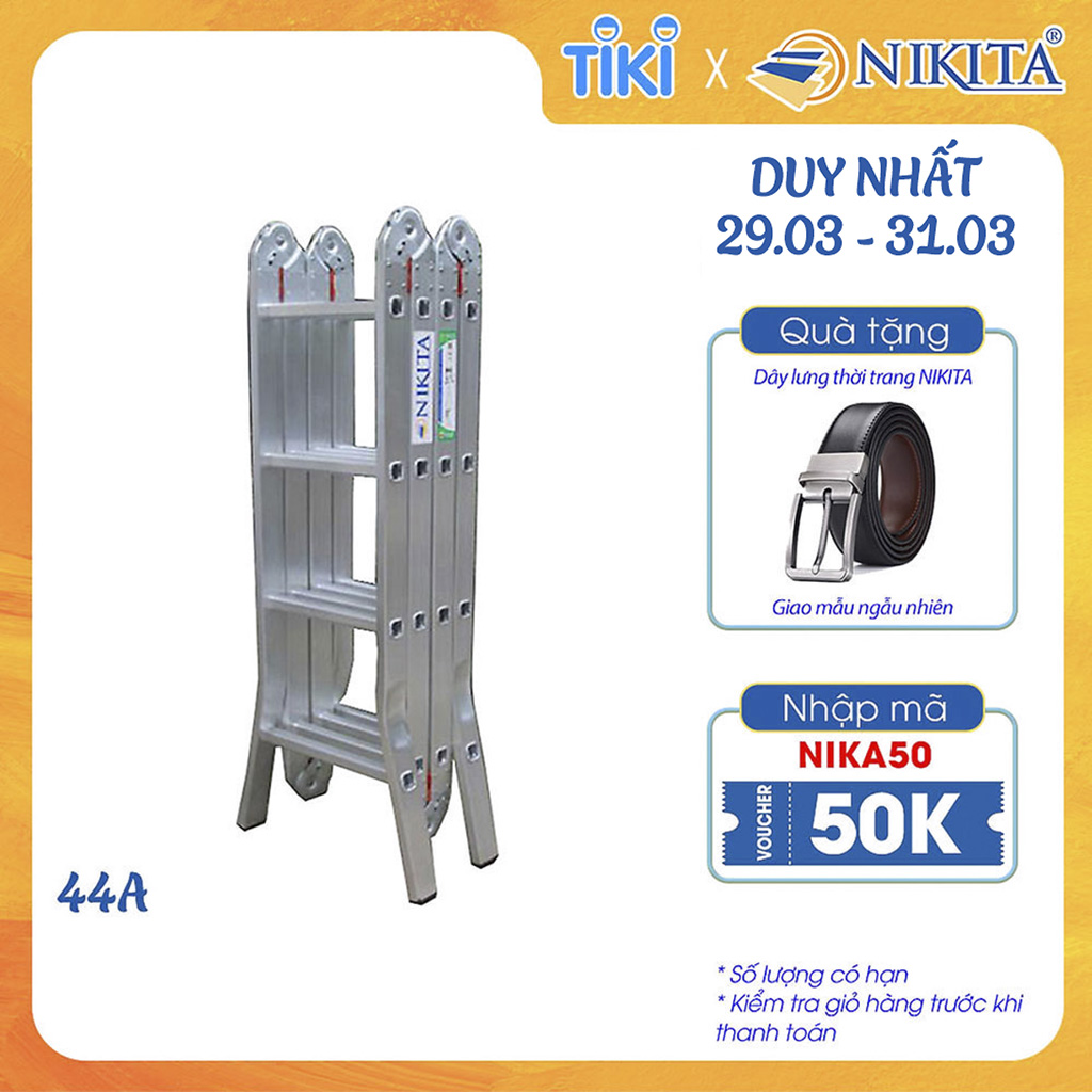 Thang nhôm gấp 4 khúc Nikita Nik44a chân choãi