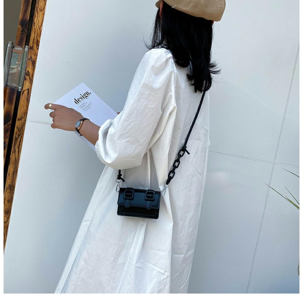 Túi đeo chéo nữ Túi xách nữ mini dây da pha xích Ulzzang siêu dễ thương TD14