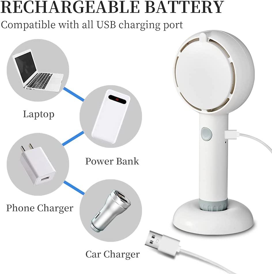 Quạt cầm tay Mini, Quạt cầm tay có thể sạc lại bằng pin với gương trang điểm LED