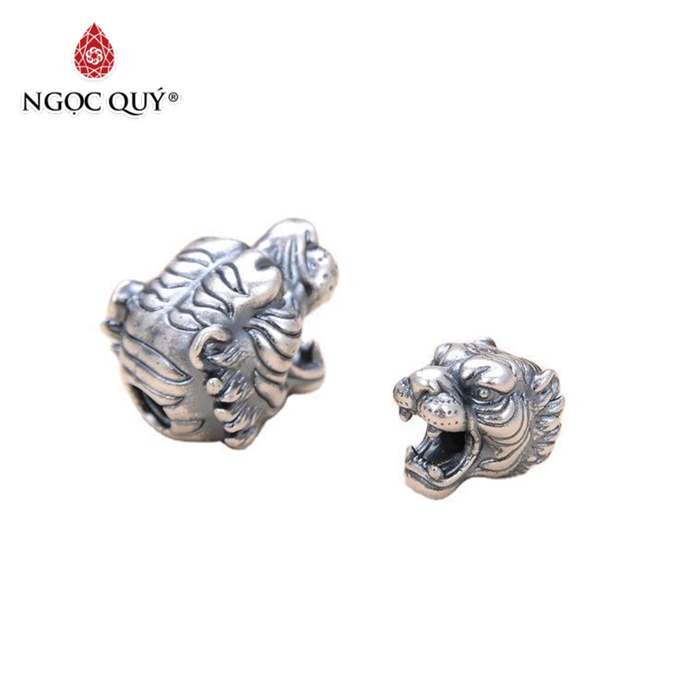 Charm bạc đầu sưu tử xỏ ngang - Ngọc Quý Gemstones