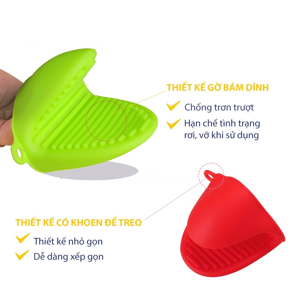 Miếng nhấc nồi silicon chịu nhiệt tốt , miếng lót bắc nồi chống nóng có móc treo, miếng lót tay bắc xoong