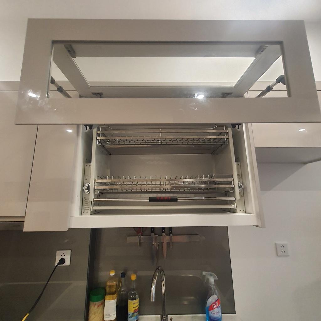 Kệ Chén Nâng Hạ Tủ Bếp INOX304 Giảm Chấn - Hàng Chính Hãng