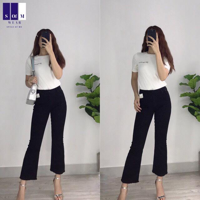 Quần Jean Nữ Ống Loe Lửng 9 Tấc