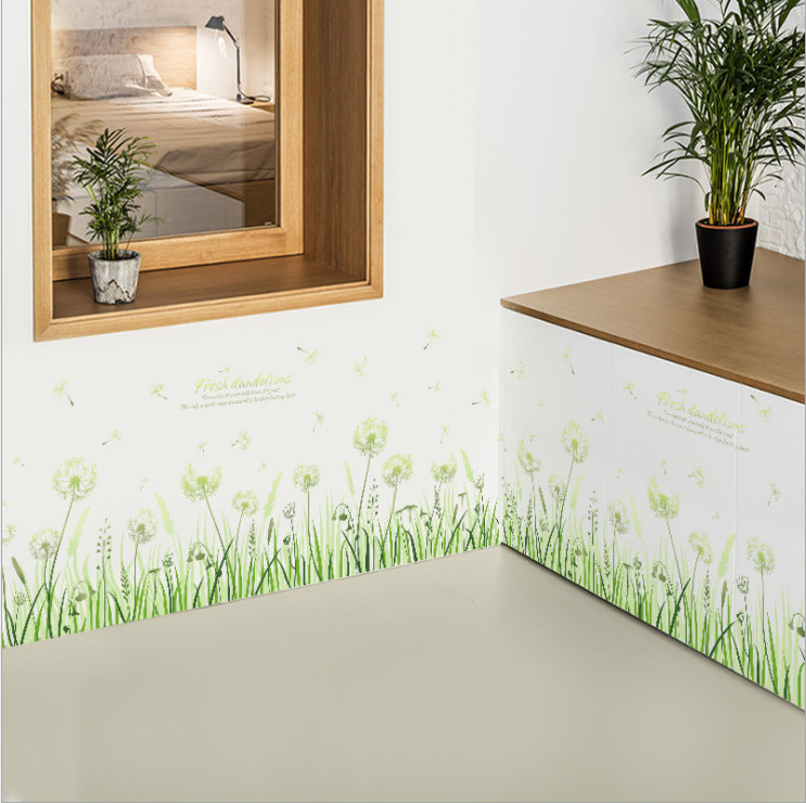 Decal dán chân tường Hoa bồ công anh xanh size lớn