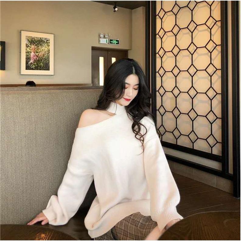 Áo Nỉ Nữ Hàn Quốc Dáng Cut Out Khoét Vai Dài Tay 4 Màu Cực Xinh