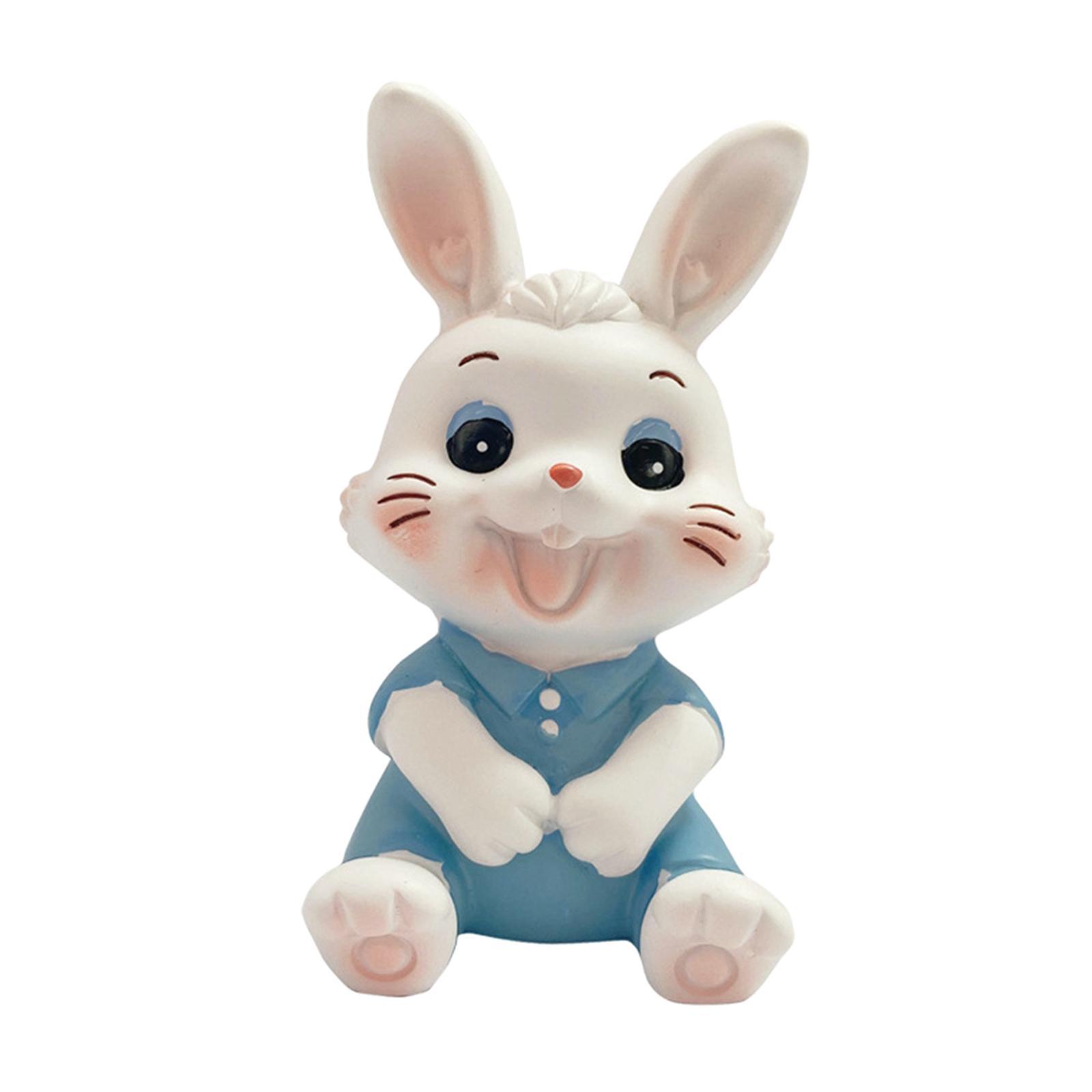 Cute Rabbit Statue Animal Figures Art Sculpture for Office Shelf Decoration