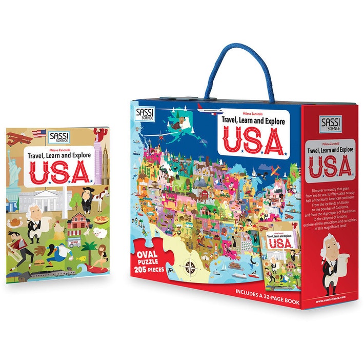 Bộ xếp hình 205 mảnh Khám Phá Nước Mỹ của hãng SASSI JUNIOR  USA Puzzle