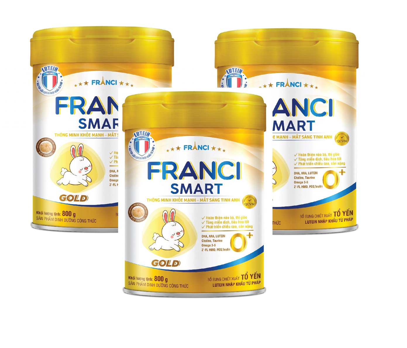 Combo 3 lon Sữa công thức FRANCI SMART GOLD 0+ lon 800g – Siêu trí tuệ – Mắt tinh anh