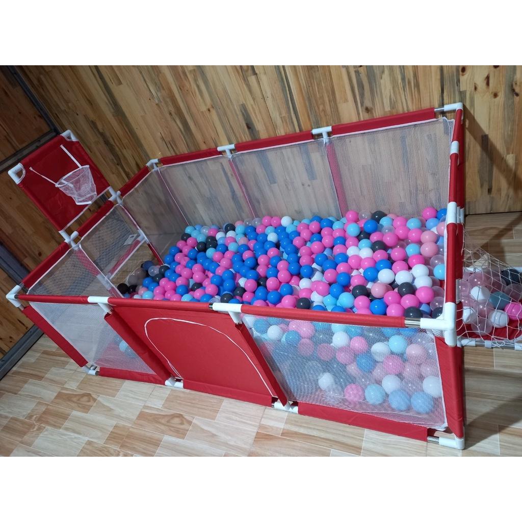 Nhà bóng, quây bóng hình chữ nhật có bóng rổ cho bé 1m2x2m3