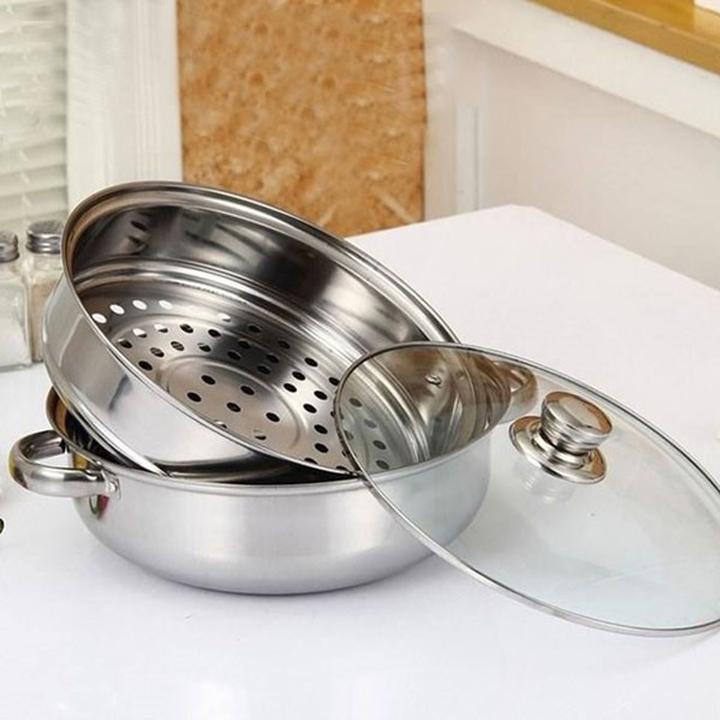 Nồi Hấp Inox 2 Tầng 28Cm - Hàng Loại 1