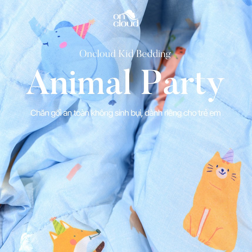 Set Chăn Chần Bông và Vỏ Gối ARIZE On Cloud Animal Party Kid