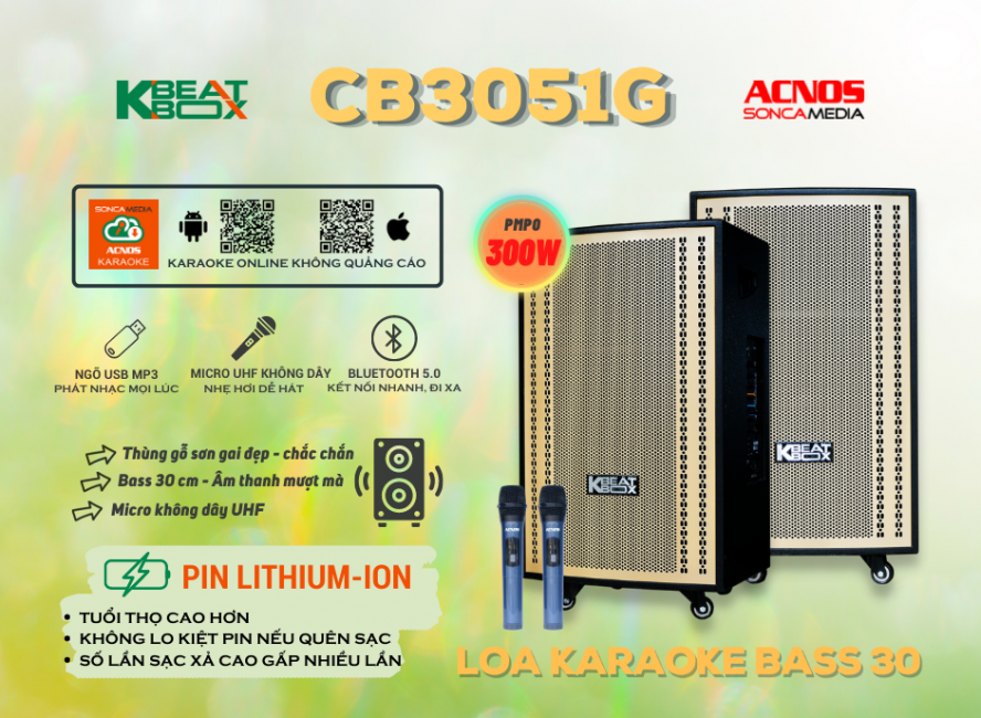 Dàn Karaoke Di Động ACNOS CB3051G - Hàng chính hãng