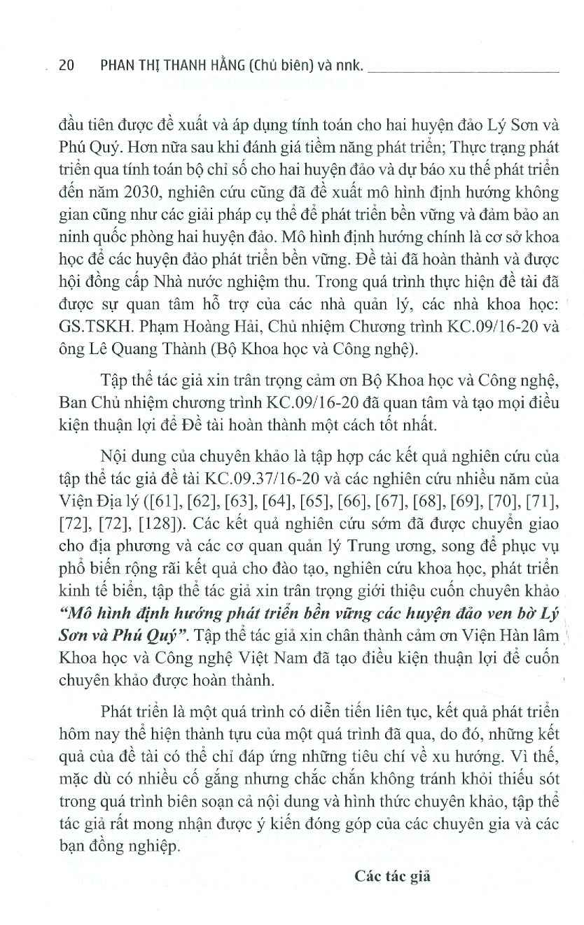 Mô Hình Định Hướng Phát Triển Bền Vững Các Huyện Đảo Ven Bờ Lý Sơn Và Phú Quý (Bìa Cứng)