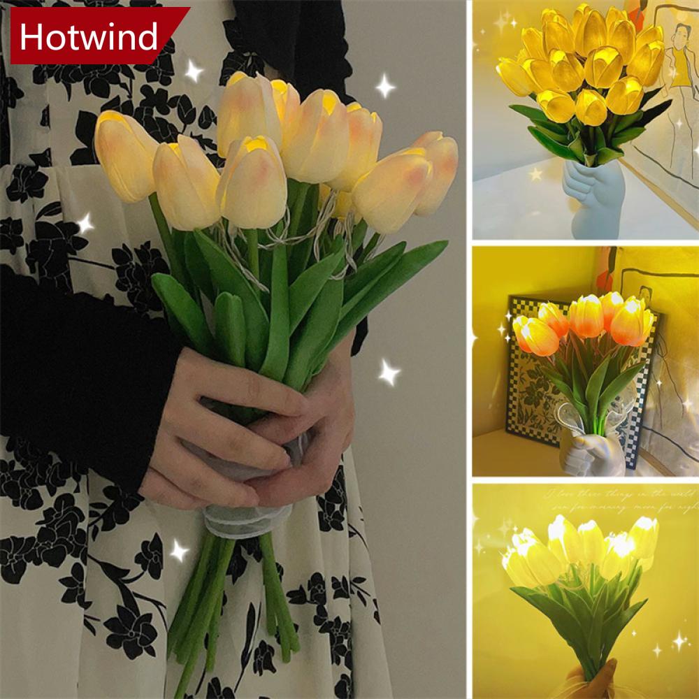 Bó 10 Cành Hoa Tulip Kèm Đèn Led Phát Sáng Hoa Cưới Hoa Lụa Giả Kèm Nơ Xinh Decor Trang Trí Nhà Cửa