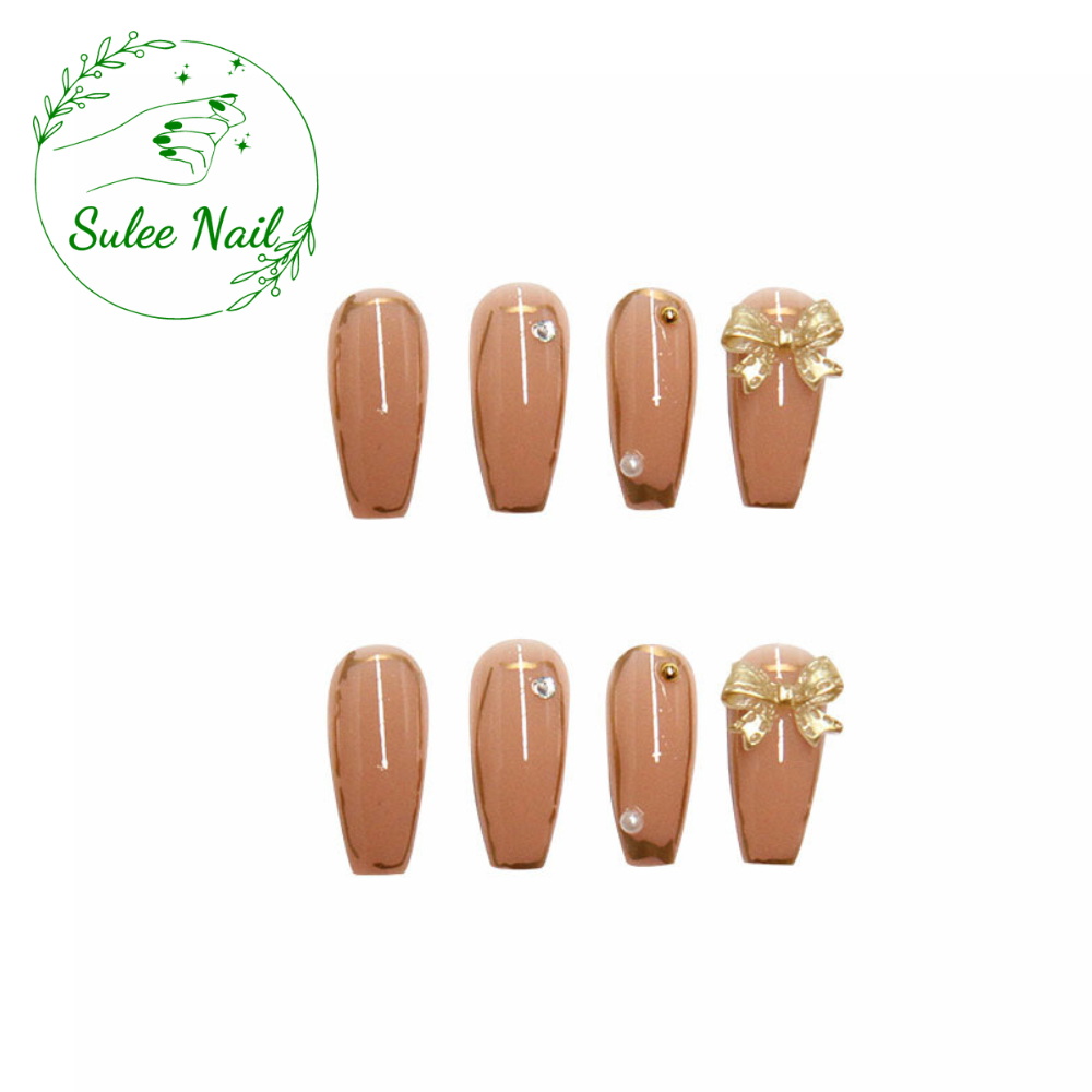 Móng tay giả nhọn kèm dũa, đính nơ siêu sang choảnh Sulee Nail kiểu nhọn