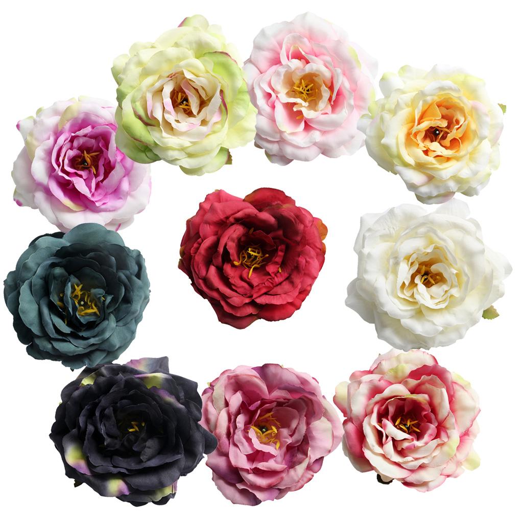 10 Pieces Artificial Peony Silk Flower Head DIY Accessories