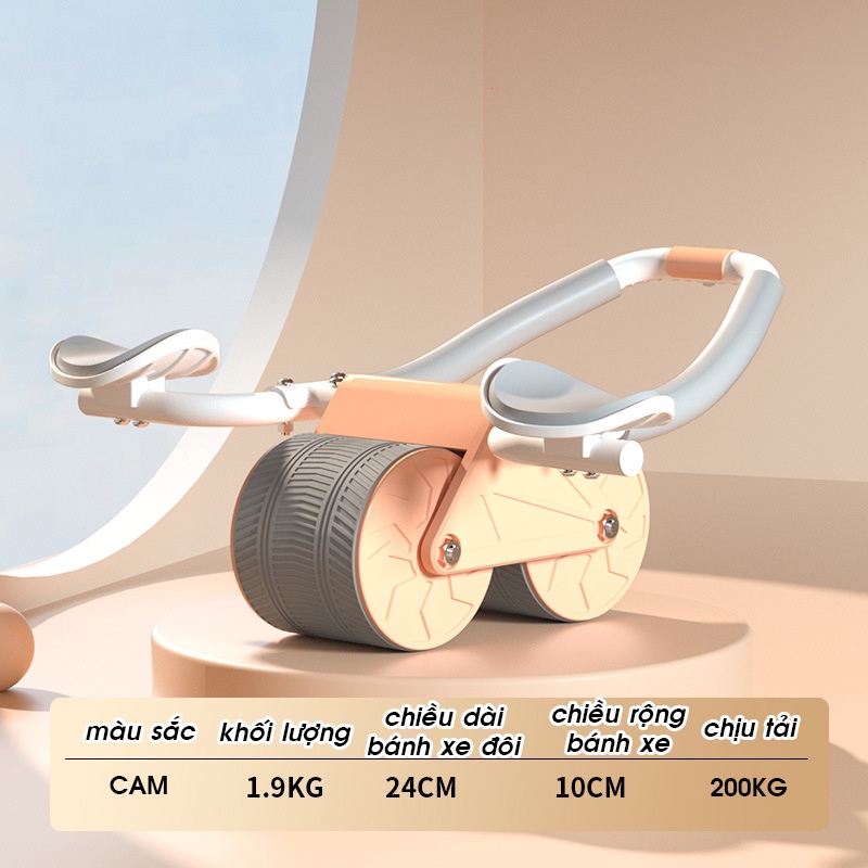 Con lăn 2 bánh lò xo chịu lực tốt siêu bền, bánh bọc nhựa an toàn cho sàn nhà - Con lăn trợ lực thế hệ mới dễ tập cho nam và nữ giảm mỡ bụng, săn chắc toàn thân