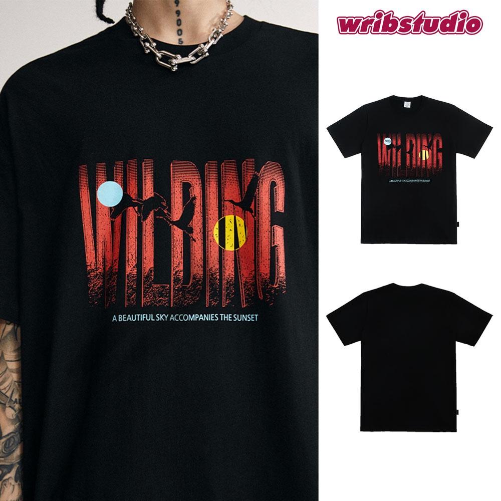 Áo thun đen basic phong cách đơn giản cá tính vintage streetwear 2022 wrib wilding