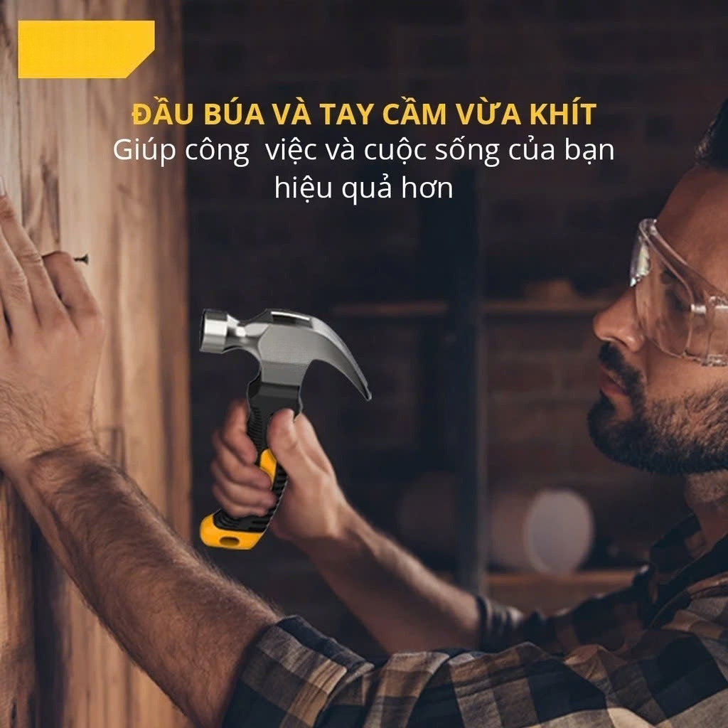 Búa Lùn Nguyên Khối - Đóng Đinh, Nhổ Đinh Dễ Dàng, Tiện Dụng - Nhỏ Gọn, Tay Cầm Bọc Cao Su - DL441008