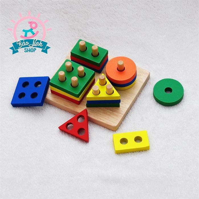 Bộ đồ chơi thả bốn hình cơ bản bằng gỗ cho bé