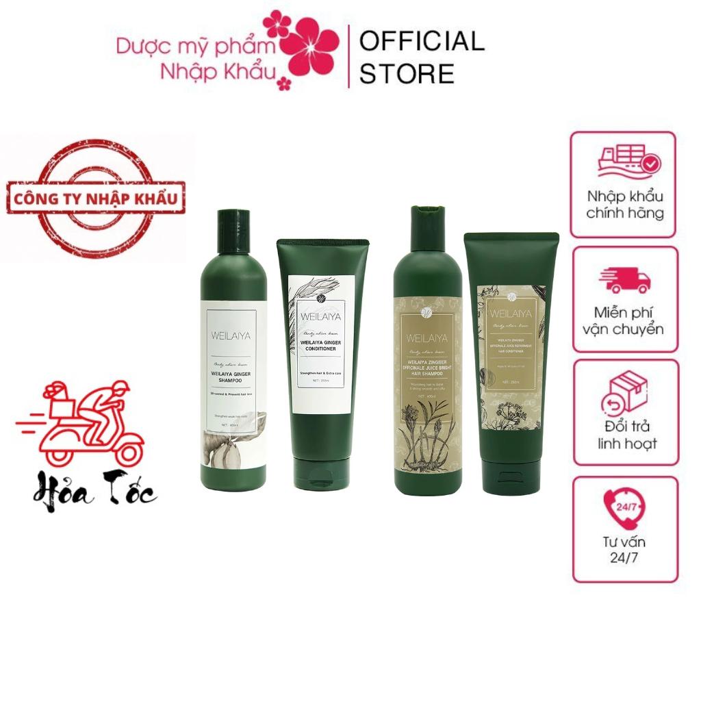 HÀNG NHẬP KHẨU - Cặp dầu gội xả tóc thảo dược Weilaiya Gừng+Hà Thủ Ô giúp dưỡng đen và kích thích mọc tóc ngăn rụng tóc