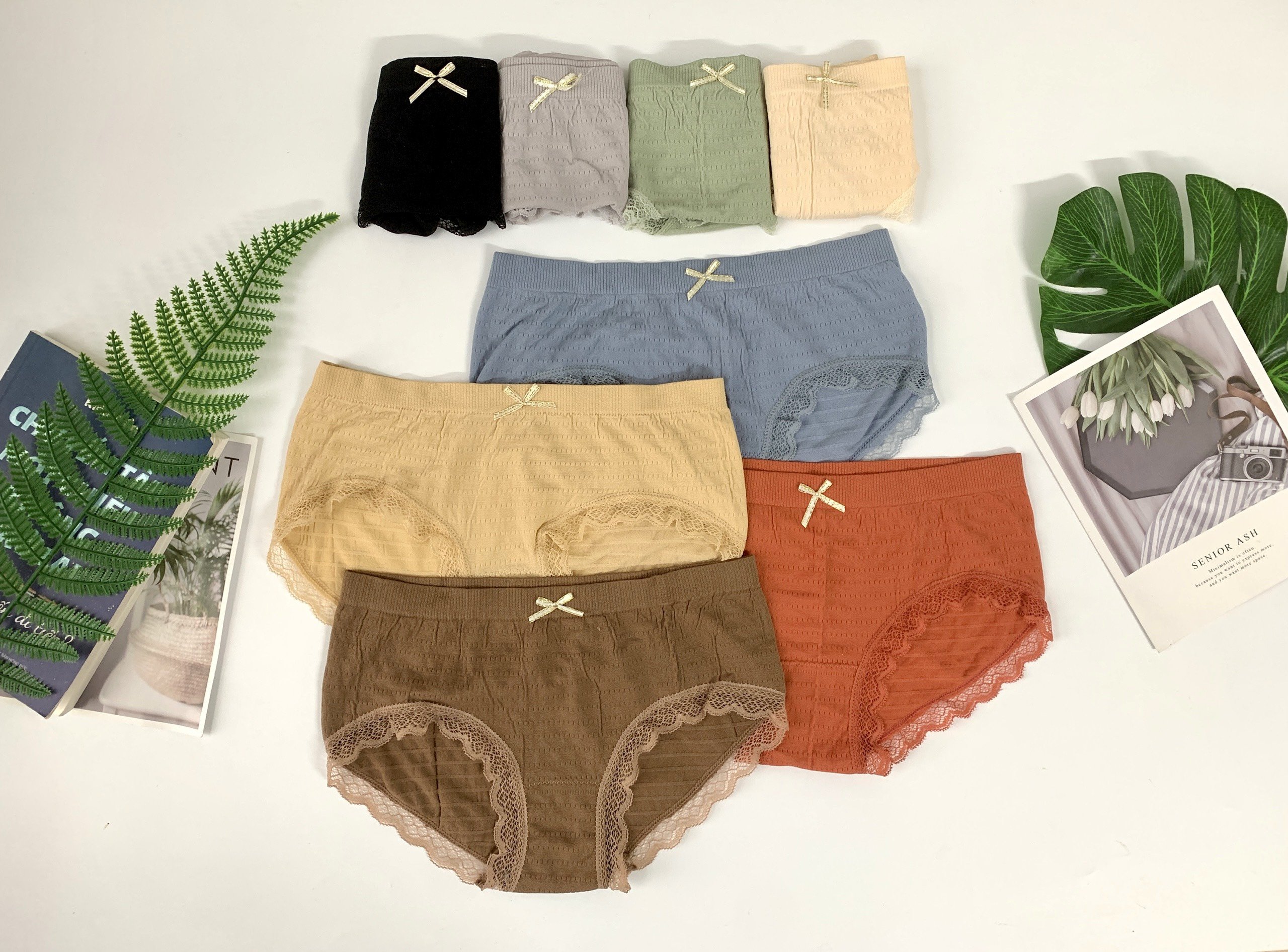 Quần lót nữ nhăn chất Cotton co giãn thấm mồ hôi