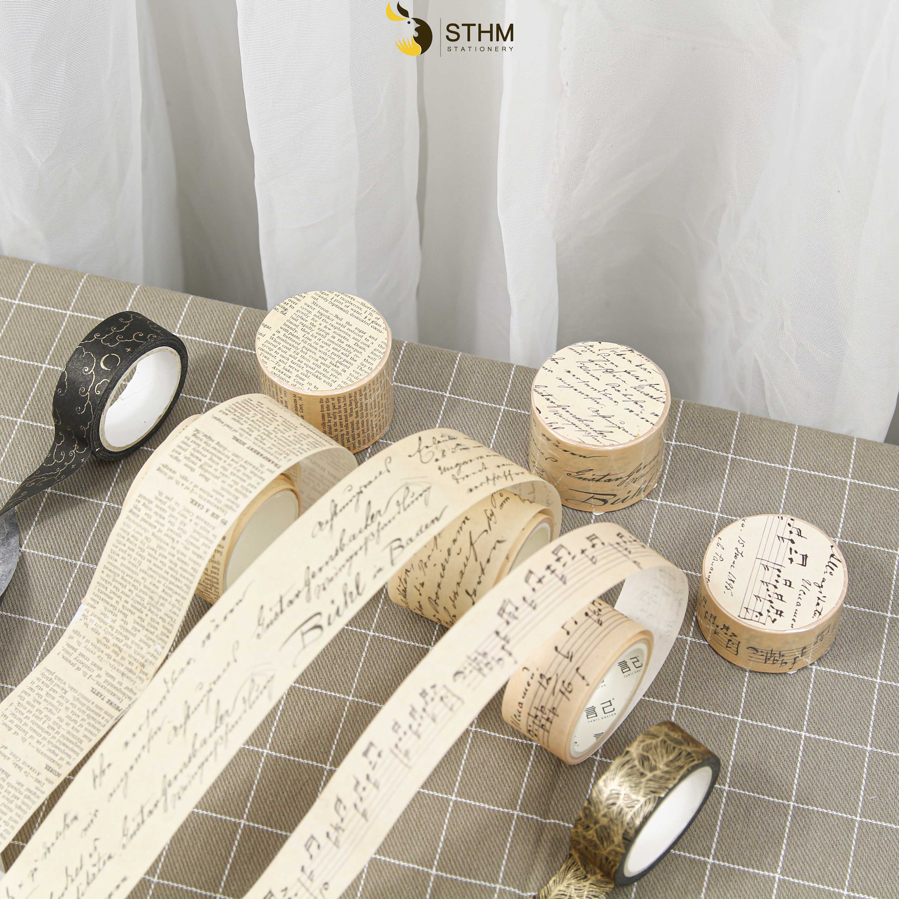 - Washitape - Băng dính trang trí sổ vintage - Lẻ cuộn