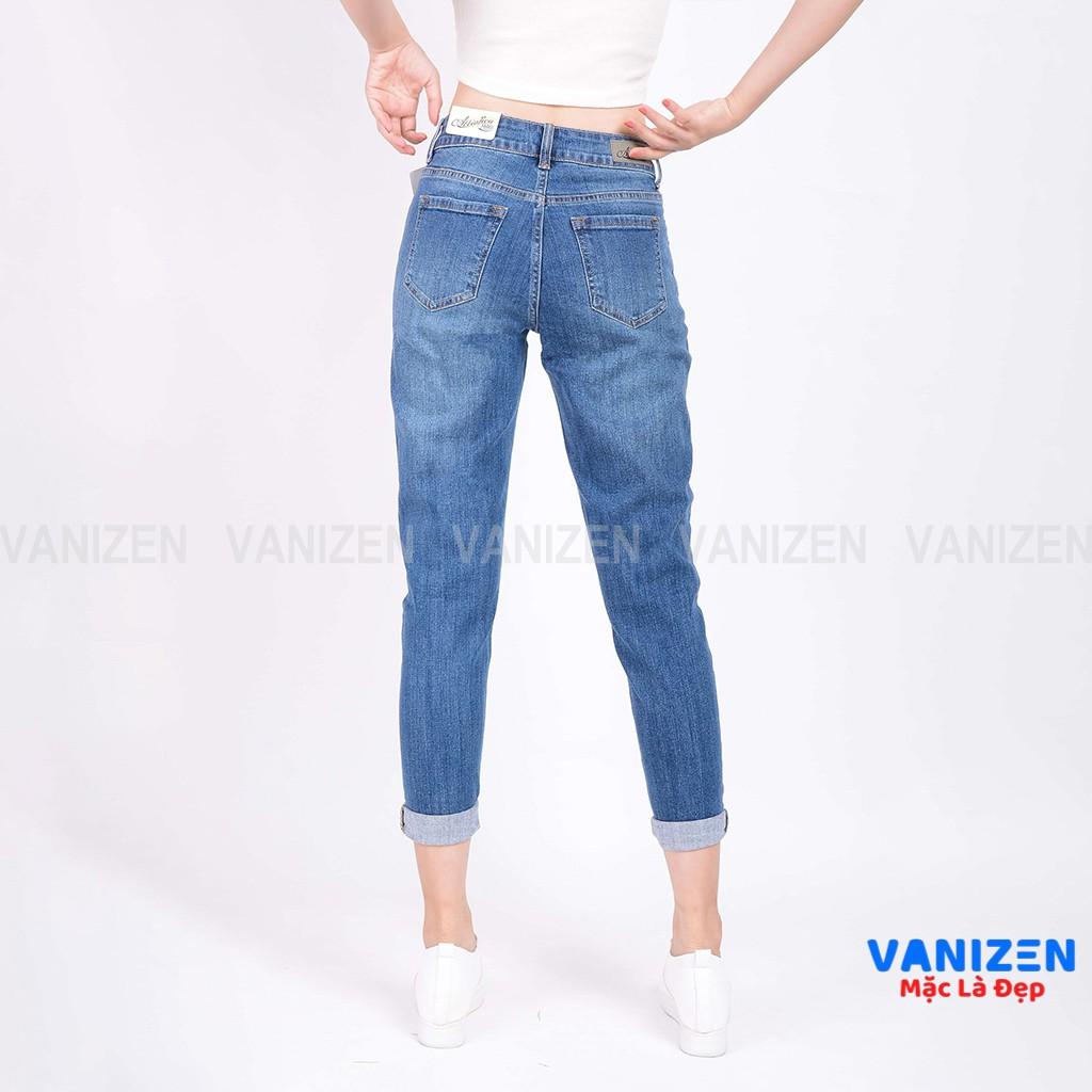 Quần jean nữ ống rộng baggy đẹp lưng cao cạp căn bản rách đắp hàng hiệu cao cấp mã 375 VANIZEN