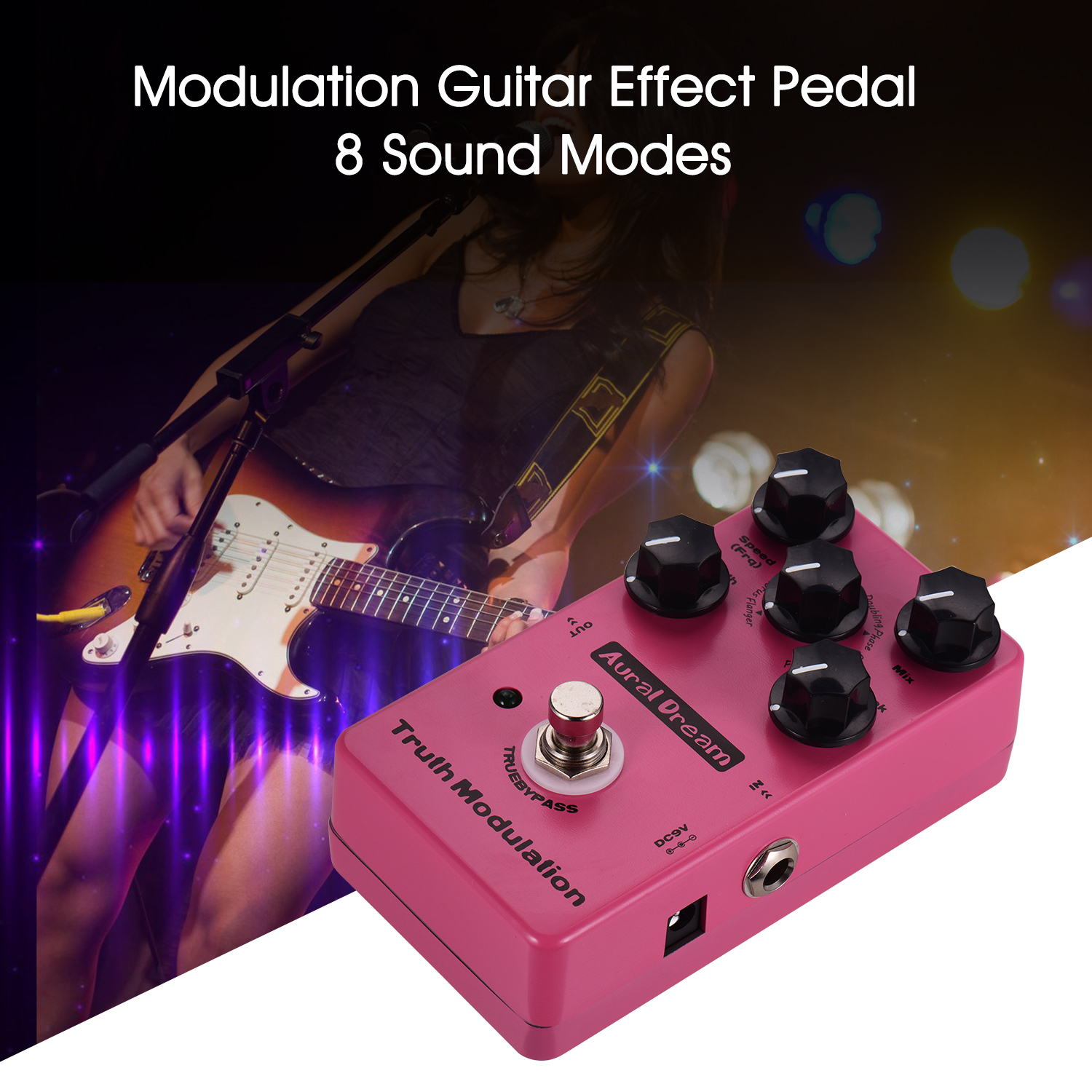 Aural Dream True Modulation Guitar Effect Pedal 8 Sound Modes Including